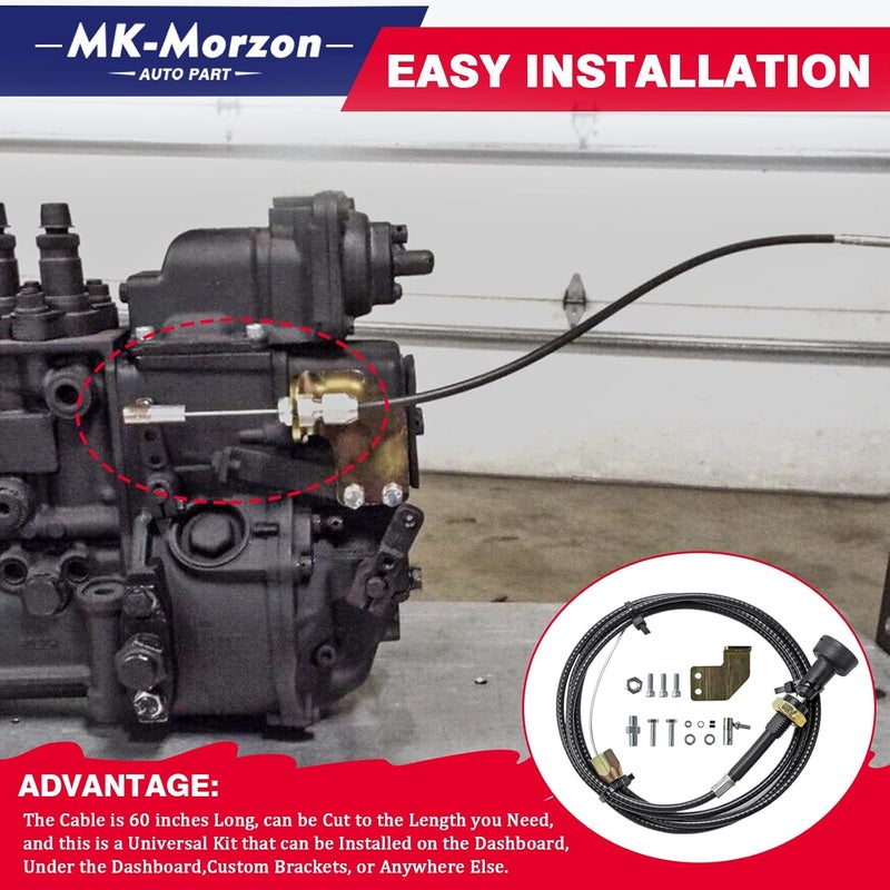 MK-Morzon P7100 Manual Fuel Shut Off Solenoid Cable Kit Compatible with Dodge Cummins P-pump 12V 4BT 6BT - Image 5